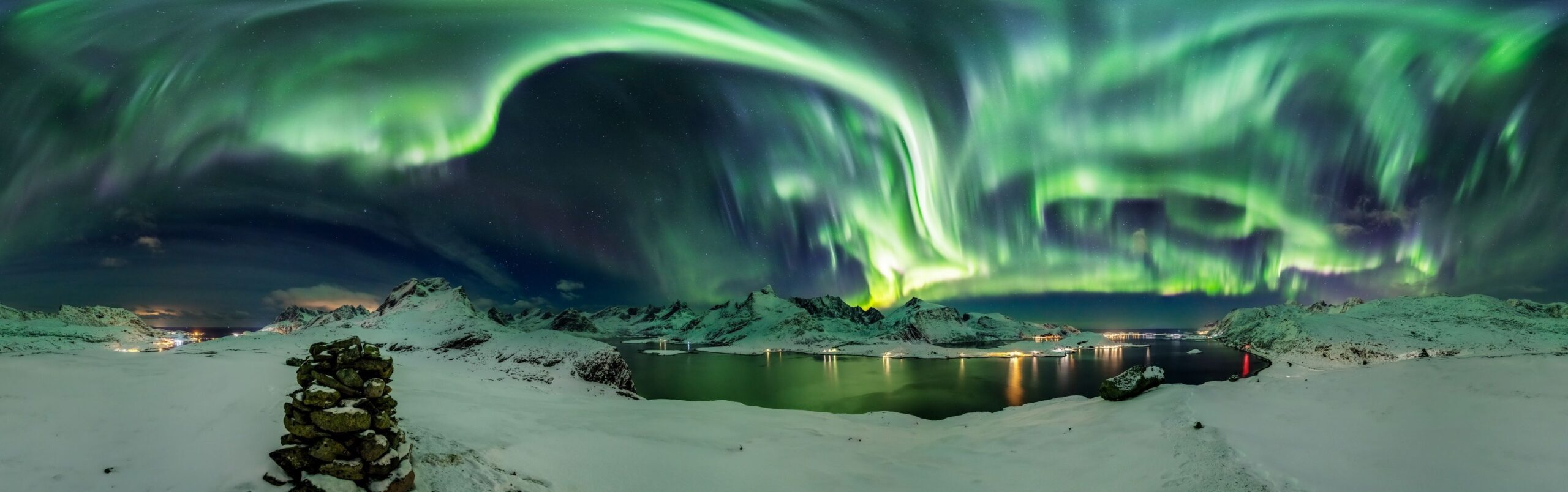 Northern lights over Norwegian mountains